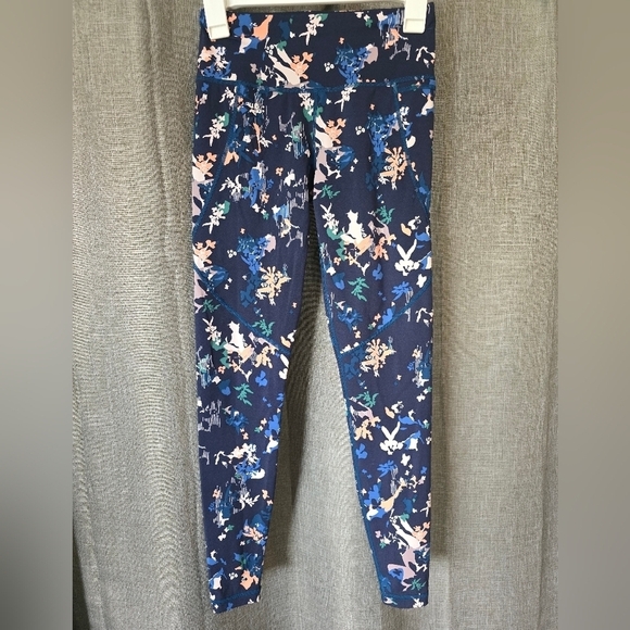 Sweaty Betty Power Full Length Leggings Blue Floral Print Size X Small 0-2 - Picture 1 of 8